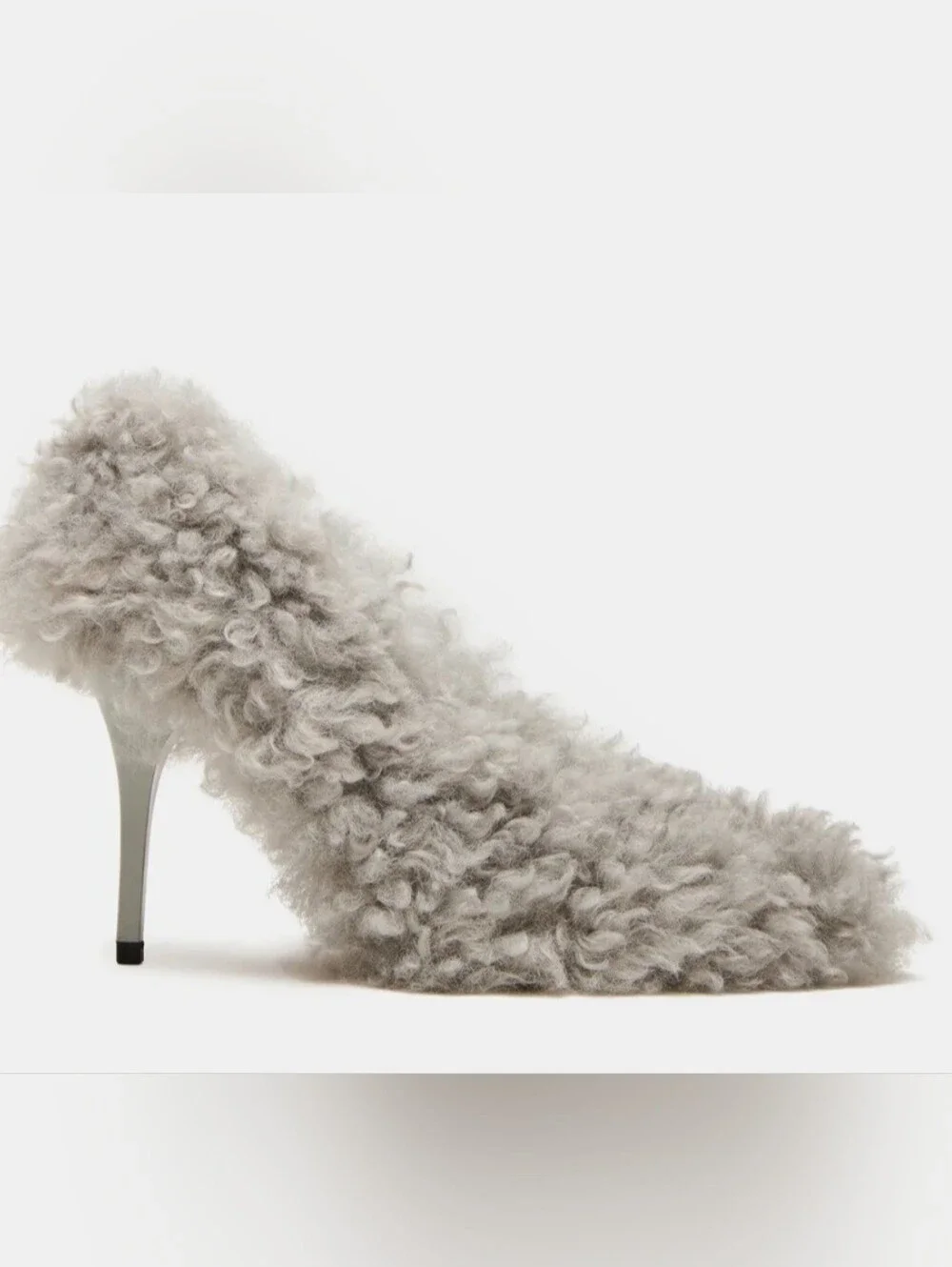 Steve Madden Faux Shearling Light Blue/Grey Pointed-Toe Stiletto Pump
